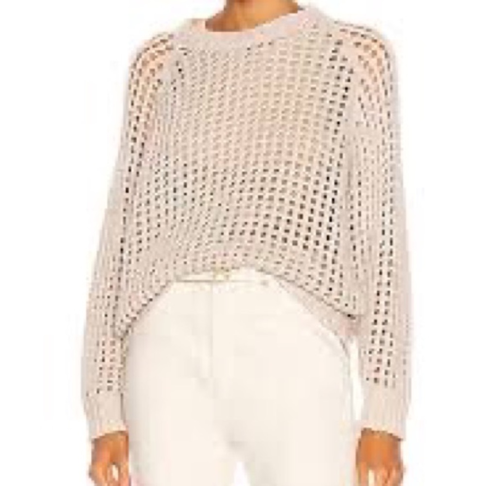 $185 Sz M IRO Manah Beige Crochet Long Sleeve Sweater